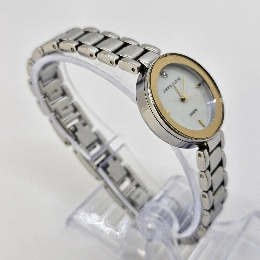 Anne Klein Diamond Women's 26MM White Dial Gray‎ Tone Bracelet 7